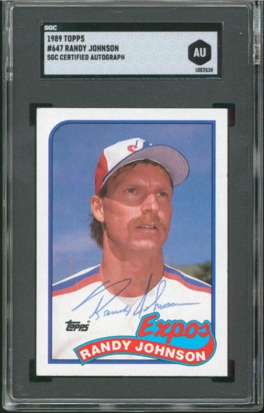 Randy Johnson Signed 1989 Topps #647 Rookie Card with Rookia Era Autograph (SGC Encapsulated)