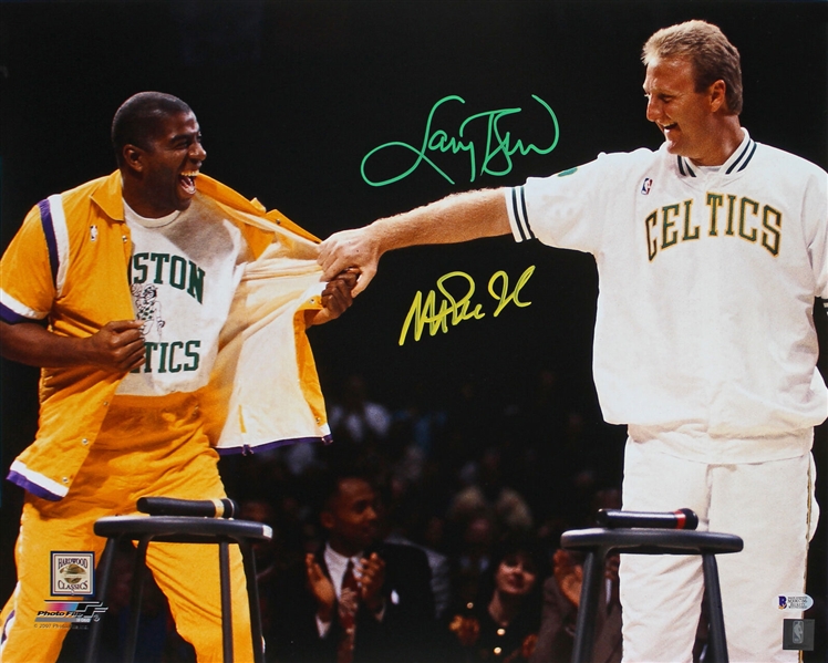 Magic Johnson & Larry Bird Dual-Signed 16" x 20" Color Photograph (Beckett/BAS)