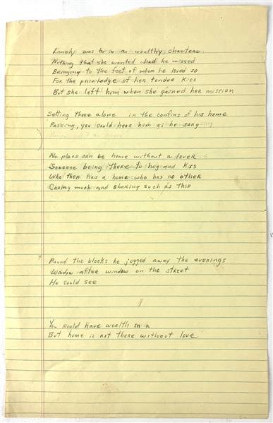 Chuck Berry Handwritten Unpublished Lyrics (c.1980s)(Beckett/BAS LOA)