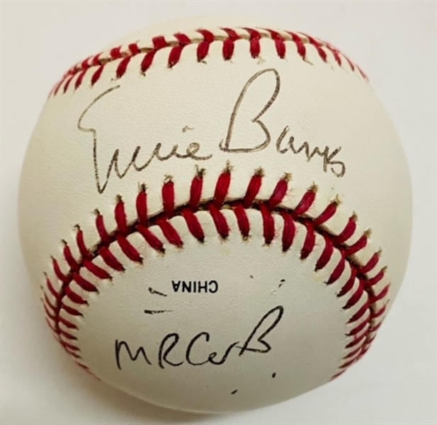 Ernie Banks Signed Baseball, Inscribed "Mr. Cub Keep Going" (Beckett/BAS) (COA)
