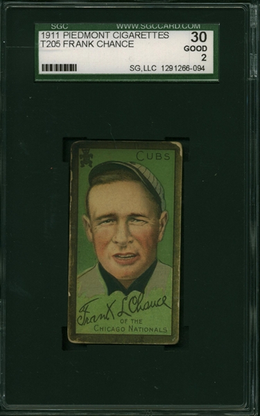 Frank Chance 1911 Piedmont Cigarettes T205 Card :: SGC 2 Good