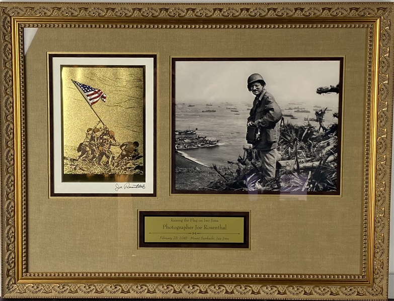 WWII: Joe Rosenthal Signed 7" x 9" Photo in Impressive Custom Framed Display! (Beckett/BAS Guaranteed)