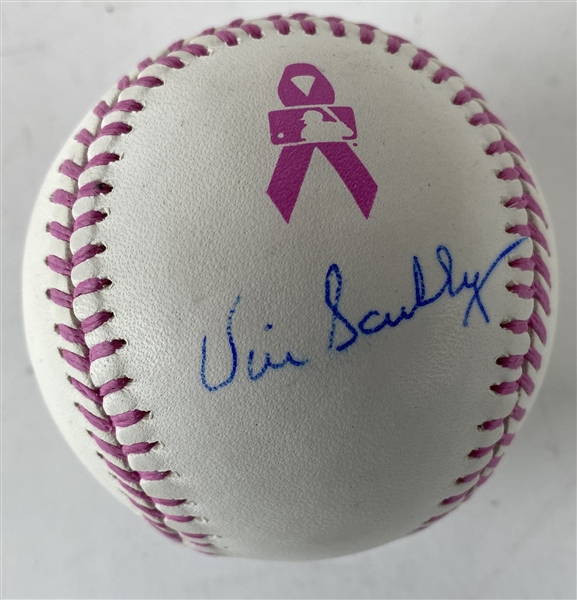 Vin Scully Signed Breast Cancer Awareness OML Baseball (PSA/DNA)