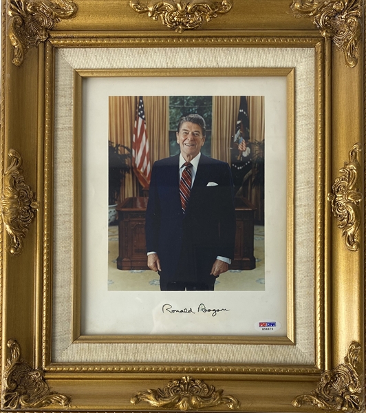 Ronald Reagan Superbly Signed 8" x 10" Photo in Custom Framed Display! (PSA/DNA & JSA LOAs) 