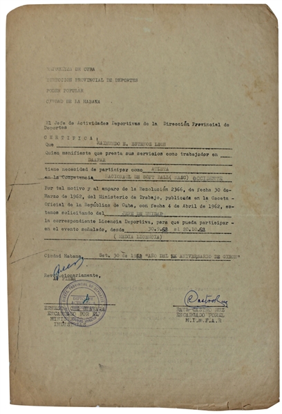 Cuban Revolution: Raul Castro & Che Guevara Rare Dual-Signed 1962 Work Release Document (BAS/Beckett)