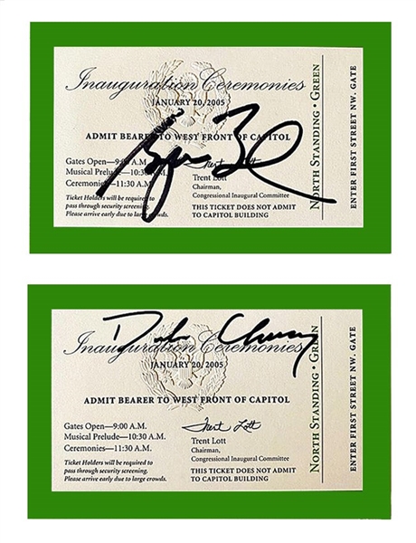 President George W. Bush & VP Dick Cheney Rare Signed 2005 Presidential Inauguration Tickets (Beckett/BAS LOAs)