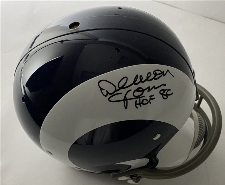 Deacon Jones Signed Suspension Rams Helmet w/ Rare HOF Inscription! (PSA)