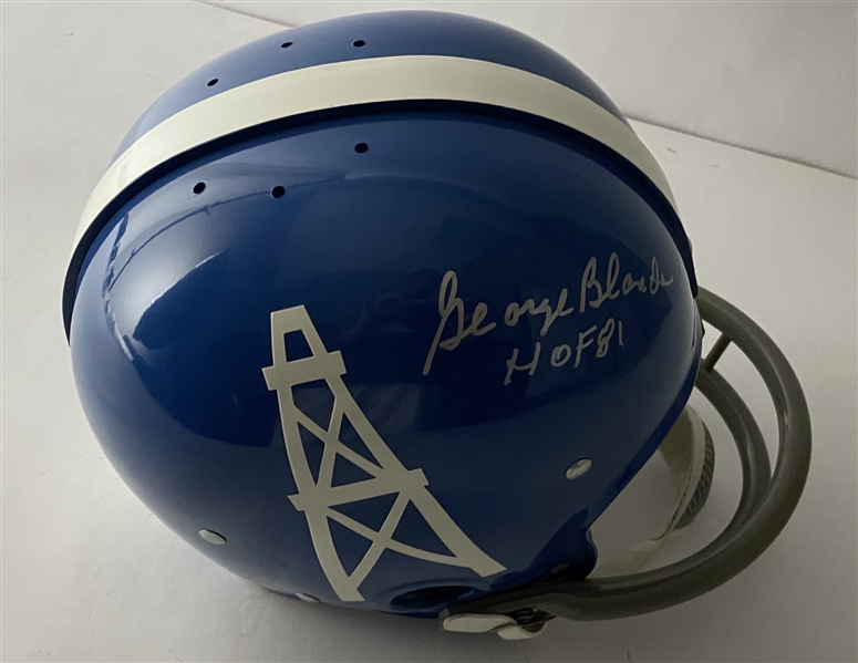 George Blanda Signed & "HOF 81" Inscribed Full Size Suspension Oilers Helmet (Beckett/BAS Guaranteed)