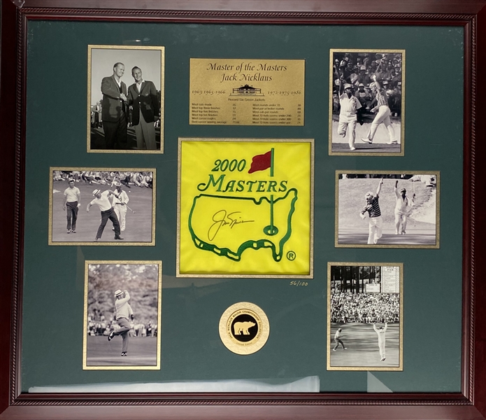 Jack Nicklaus "Master of Masters" 2000 Masters Flag Signed & Framed "Record 6 Green Jackets" Limited Edition 56/100 Display (JSA)