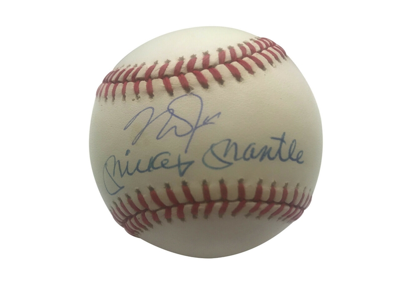 Legends of the Diamond: Mickey Mantle & Mike Trout RARE Dual-Signed OAL Baseball (JSA & MLB)