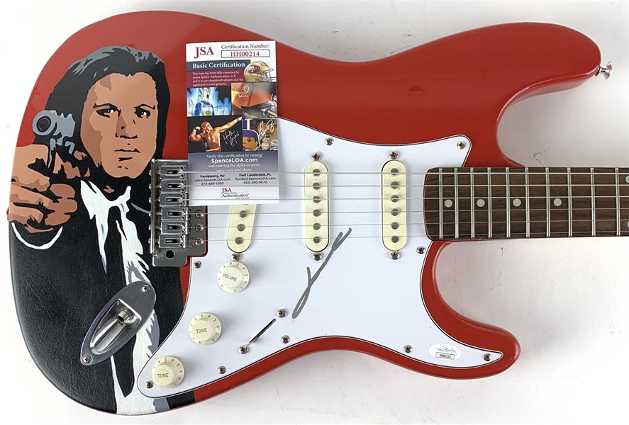 John Travolta Signed Strat Style Electric Guitar with Custom Painted Portait (JSA)