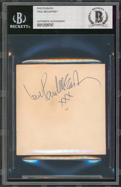 The Beatles: Paul McCartney Vintage Signed 3.5" x 3.5" B&W Photo (Tracks UK LOA & Beckett/BAS Encapsulated)