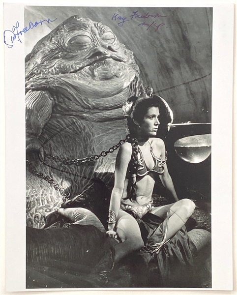 Star Wars: Princess Leia and Jabba the Hutt 8” x 10” Photo Signed By Makeup Artists Stuart & Kay Freeborn from “Return of the Jedi” (Beckett/BAS Guaranteed)