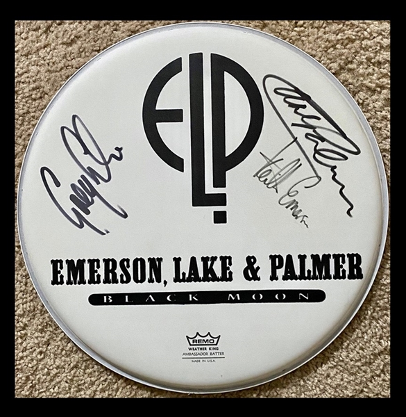 Emerson, Laker & Palmer Group Signed Drumhead (Beckett/BAS Guaranteed)
