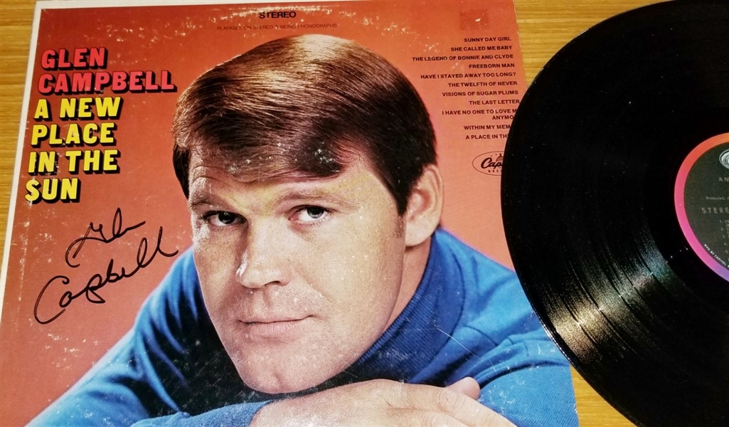 Glen Campbell Signed "A New Place in the Sun" Record Album (Beckett/BAS Guaranteed)