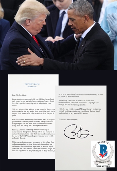 Presidential Welcome: Barack Obama Signed Typescript of the Letter Left for Trump on Inauguration Day (Beckett/BAS Guaranteed)