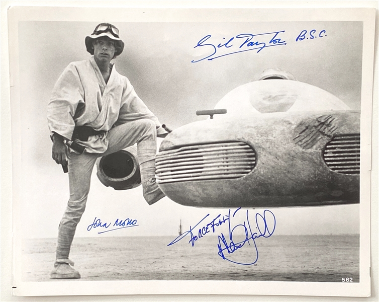 Star Wars: Mark Hamill 10” x 8” Signed Photo Luke Skywalker on Tatooine From “A New Hope” Including Gilbert Taylor & John Mollo (3 Sigs) (Beckett/BAS Guaranteed)
