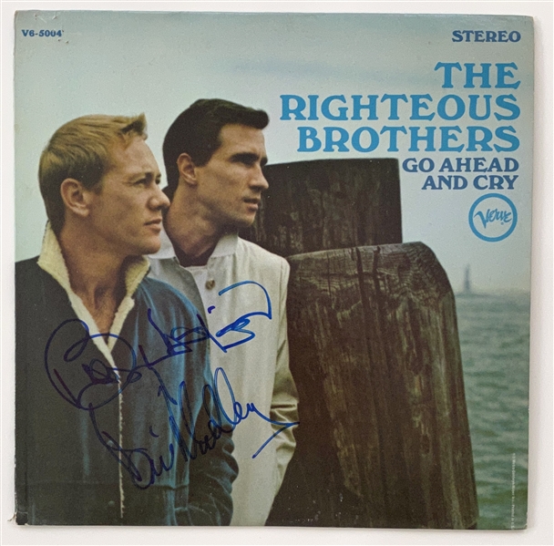 The Righteous Brothers In-Person Dual Signed “Go Ahead and Cry” Record Album (John Brennan Collection) (BAS Guaranteed)