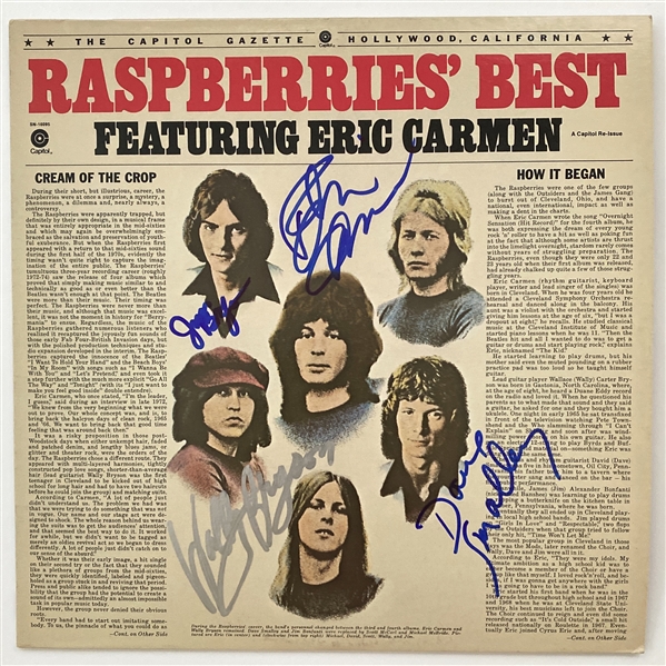 The Raspberries In-Person Group Signed “Raspberries’ Best” Record Album (4 Sigs) (John Brennan Collection) (BAS Guaranteed)