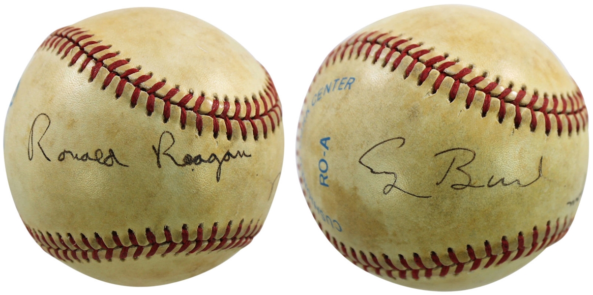 Ronald Reagan & George H.W. Bush Rare Dual-Signed ONL Baseball (JSA)