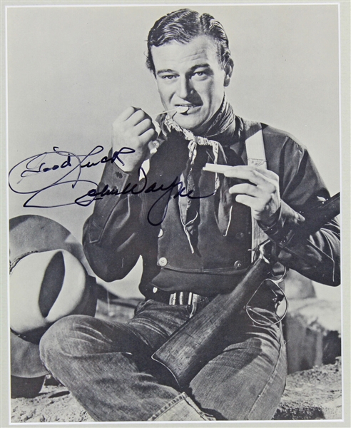 John Wayne Rare & Desirable Signed 8" x 10" Vintage Western Photo in Framed Display (JSA)