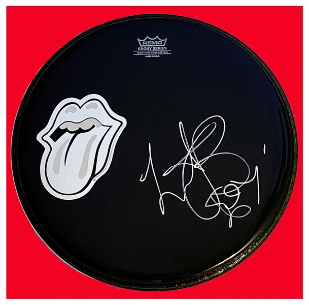 The Rolling Stones: Charlie Watts Signed 12-Inch Remo Drumhead with Custom Decal (Beckett/BAS Guaranteed)