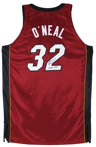 2004-05 Shaquille ONeal Game Worn & Signed Miami Heat Road Jersey with "Game Used" Inscription (Grey Flannel & Beckett/BAS LOAs)