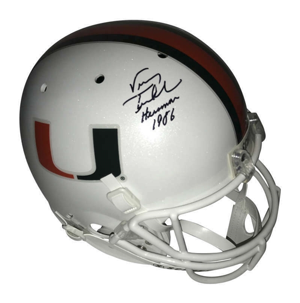 Vinny Testaverde Signed "Heisman 1986" Miami Full Size Replica Helmet (JSA)