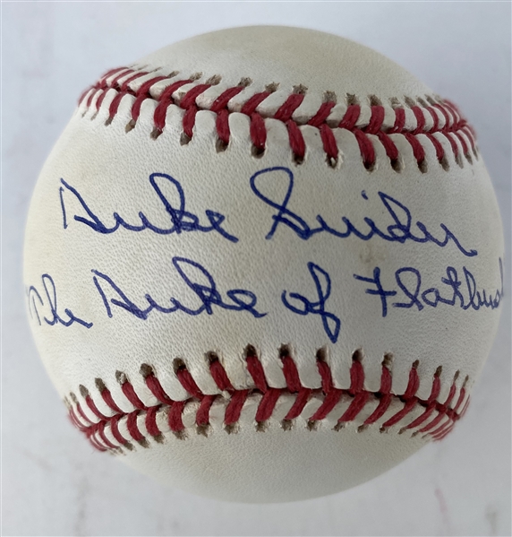 Duke Snider Signed & Inscribed "Duke of Flatbush" ONL Baseball (Beckett/BAS Guaranteed) 