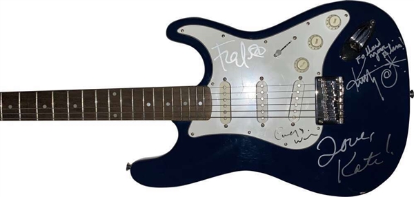 The B-52s Group Signed Squier Style Guitar w/ 4 Signatures! (JSA)