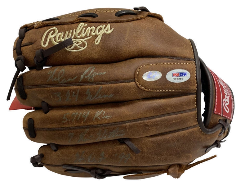 Nolan Ryan Signed Full Size Baseball Glove w/ Rare 4 Handwritten Stats! (PSA/DNA)