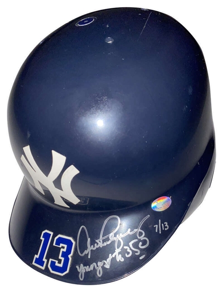 Alex Rodriguez Signed New York Yankees Game Issued Batting Helmet w/ "Youngest to 350" Inscription (PSA/DNA) 