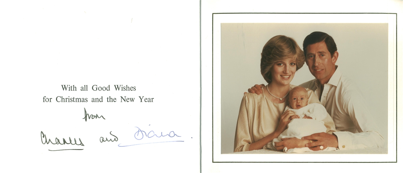 Princess Diana & Prince Charles Signed Royal Holiday Card (Beckett/BAS Guaranteed)
