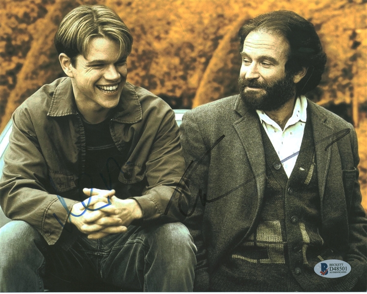 Robin Williams and Matt Damon Dual Signed 8" x 10" Color  "Good Will Hunting" Photograph (Beckett/BAS)