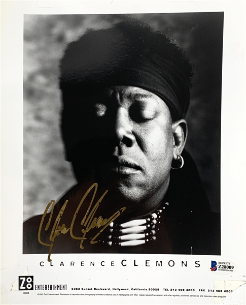 Clarence Clemons Signed 8" x 10" B&W Publicity Photo (Beckett/BAS COA)