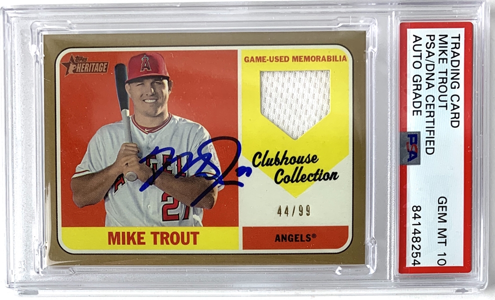 Mike Trout Near-Mint Signed 2018 Topps Heritage Clubhouse Collection Gold /99 Baseball Card - PSA/DNA Gem Mint 10 Autograph!