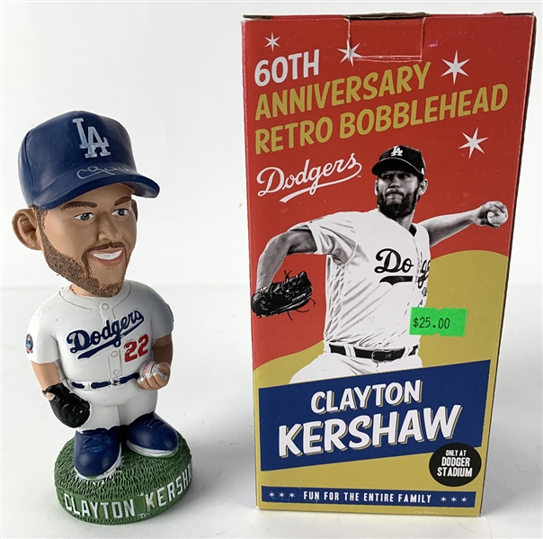 Clayton Kershaw Signed 2018 Dodgers 60th Anniversary Retro Bobblehead (In Box)(PSA/DNA)
