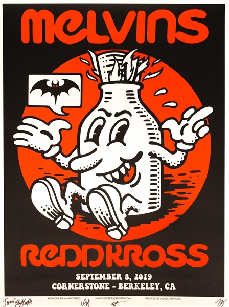 The Melvins & Red Kross Multi Signed 2019 Silk Screen Poster (Beckett/BAS Guaranteed)