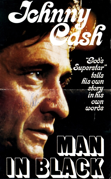 Johnny Cash Signed 11" x 16" Promo Poster for "The Man in Black" Book Release (JSA LOA)