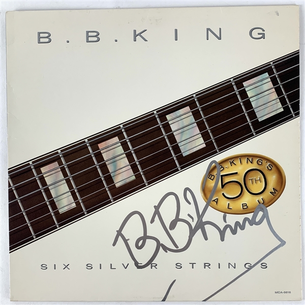 B.B. King Signed "Six Silver Strings" Album Cover (JSA LOA)
