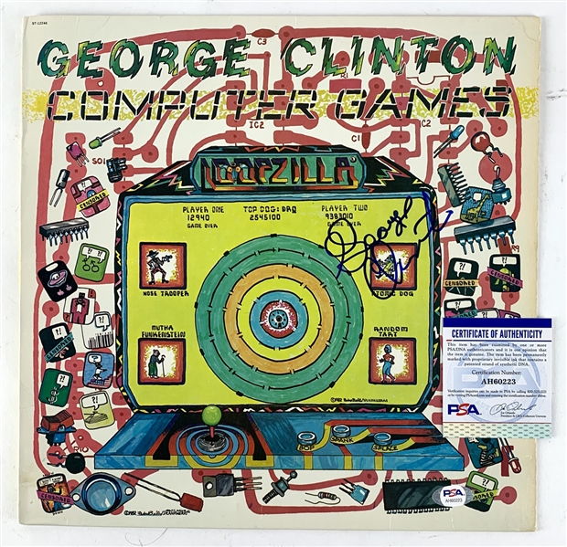 George Clinton Signed "Computer Games" Album Cover (PSA/DNA)