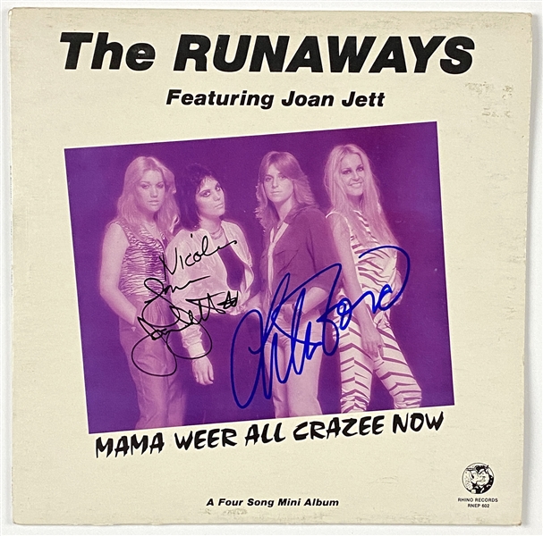 The Runaways In-Person Joan Jett & Lita Ford Signed “Mama Weer All Crazy Now” EP Record (2 Sigs) (John Brennan Collection) (Beckett/BAS Guaranteed)