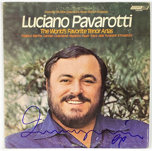 Luciano Pavarotti In-Person Signed “The World’s Favorite Tenor Arias” Album Record (John Brennan Collection) (BAS Guaranteed)