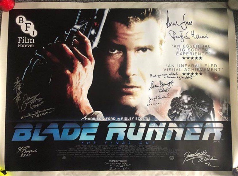 Blade Runner: Harrison Ford & Cast Signed Movie Poster 30" x 40" (8 Sigs) (BAS Authentication & Guarantee) 