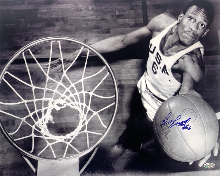 Bill Russell Signed 16" x 20" B&W Photo from College Days (Russell Holo)(Beckett/BAS Guaranteed)