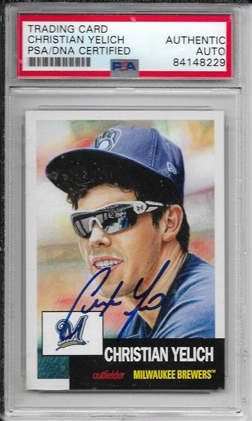 Christian Yelich Signed 2018 TOPPS Heritage Card (PSA/DNA Encapsulated)