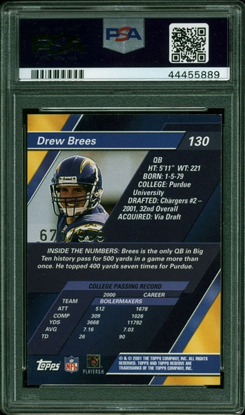 Lot Detail - Drew Brees Signed 2001 Topps Reserve #130 Limited Edition