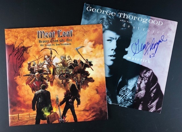 Rock Legends Lot of two (2) Albums: Includes Meat Loaf signed "Braver Than We Are" Album and George Thorogood Signed "Maverick" Album (Beckett/BAS Guaranteed)  