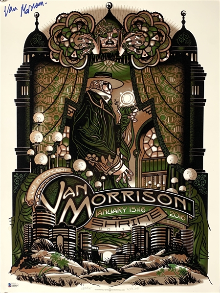Van Morrison Rare Signed Limited Edition Concert Poster :: Jan 15 & 16, 2016 :: Shrine Auditorium, Los Angeles (Beckett/BAS LOA)