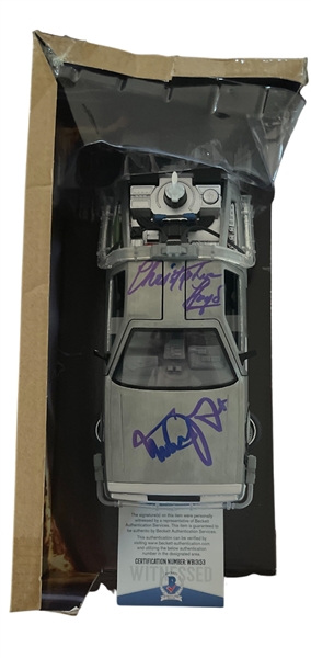 Back to the Future: Michael J. Fox & Christopher Lloyd Signed 1:24 Scale Delorean Diecast Model Car (Beckett/BAS COA)